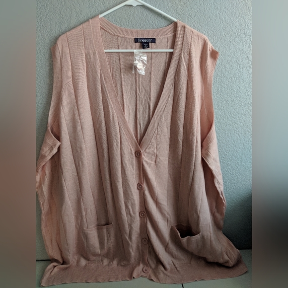Women's Lightweight Casual Knit Button Vest Top Blouse Peach Pink Size 3x - Picture 1 of 7
